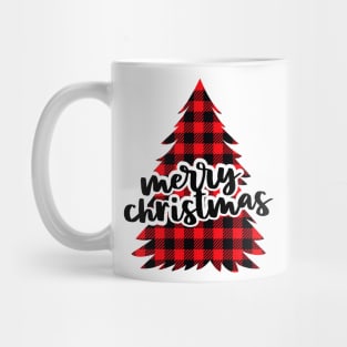 Merry Christmas buffalo plaid tree Mug